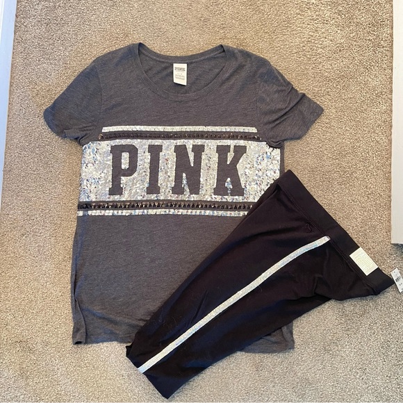 Pink Victoria’s Secret bling cotton leggings NWT sz M HTF - Picture 6 of 6